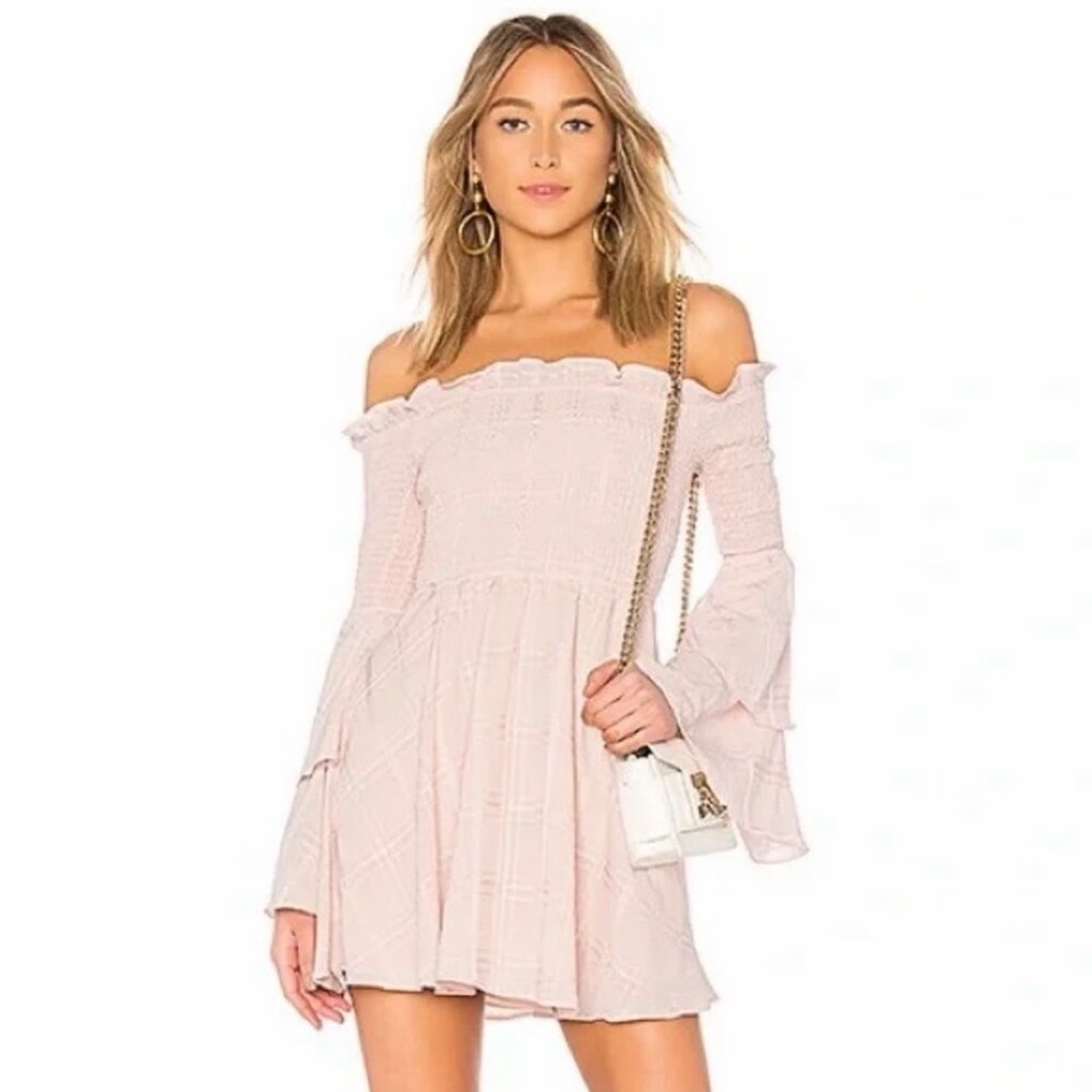 LPA Light Pink Off-Shoulder Mini Dress
